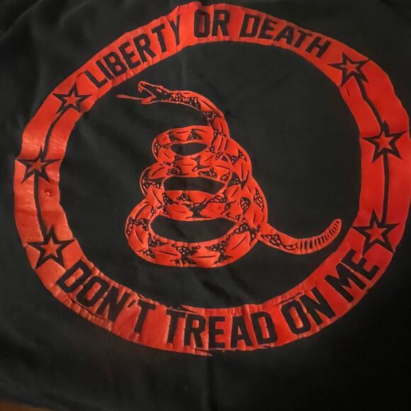 Info Wars Men XL Black Graphic Tee Liberty or Death Don’t Tread on Me - Picture 3 of 7